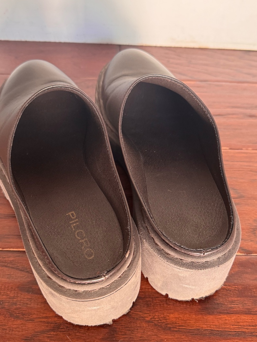 Anthropology Pilcro Chunky Mule Clogs Leather Dark Brown Size 40 Minimalist Chic - Picture 7 of 9